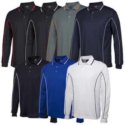 7PIPL JB Mens Podium Poly Piping Polo - L/Sleeve