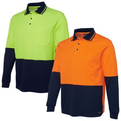 6HPL JB HI VIS Long Sleeve Cotton Back Polo