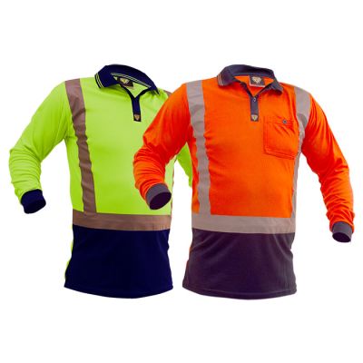 PC13 Caution Microfibre Long Sleeve Day/Night Polo