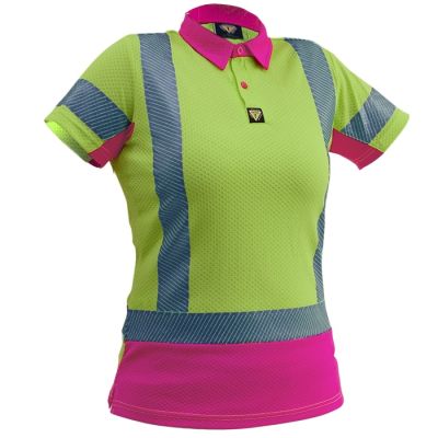 Caution Hi Vis D/N Women's S/Sleeve Microvent Polo