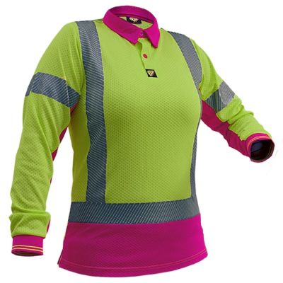 Caution Hi Vis D/N Women's L/Sleeve Microvent Polo