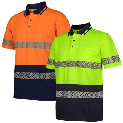 6HSST Hi Vis S/S Segmented Tape Polo