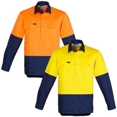 ZW560 D/O CLose Front L/Sleeve 170gsm Cotton Shirt