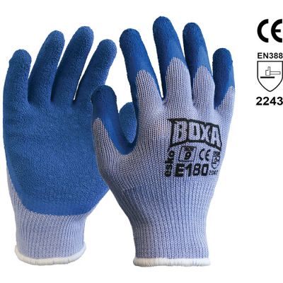 Knit PolyCotton Glove with Blue Latex Crinkle Palm