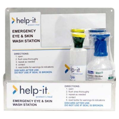 Eyewash Station Shelf with Saline & Eyewash Bottle