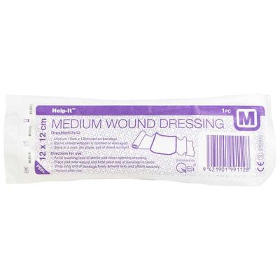 Medium Wound Dressing Pad with Bandage 12x12cm