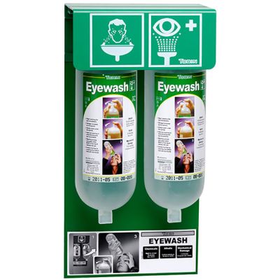 Tobin T129 2 x 1 Litre Eyewash bottles +wall Stand