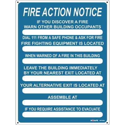 Fire Action - No Alarm Instructions Sign
