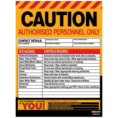Farm Site Hazard Board - Standard Laminate