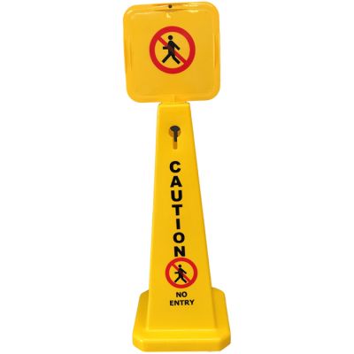 Four Sided Plastic Safety Cone - Caution No Entry