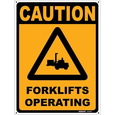 Caution Forklifts Operating Sign with Forklift
