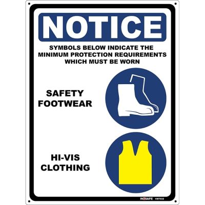 NOTICE Footwear & Safety Vest Must be Worn Sign