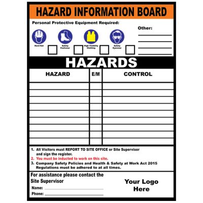 Site Hazard Information Board Whiteboard Laiminate