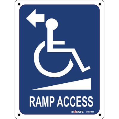 Weelchair with Ramp Access Wording and Arrow