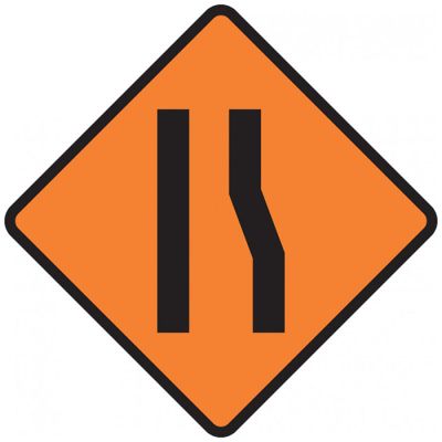 TW13AR - Road Reduces Ahead - R/H - Composite