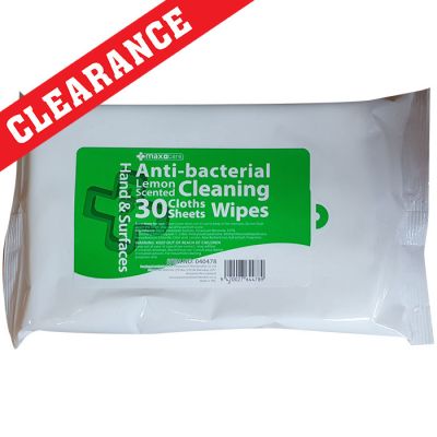Anti-Bacterial Lemon Scented Cleaning Wipes 30-Pak
